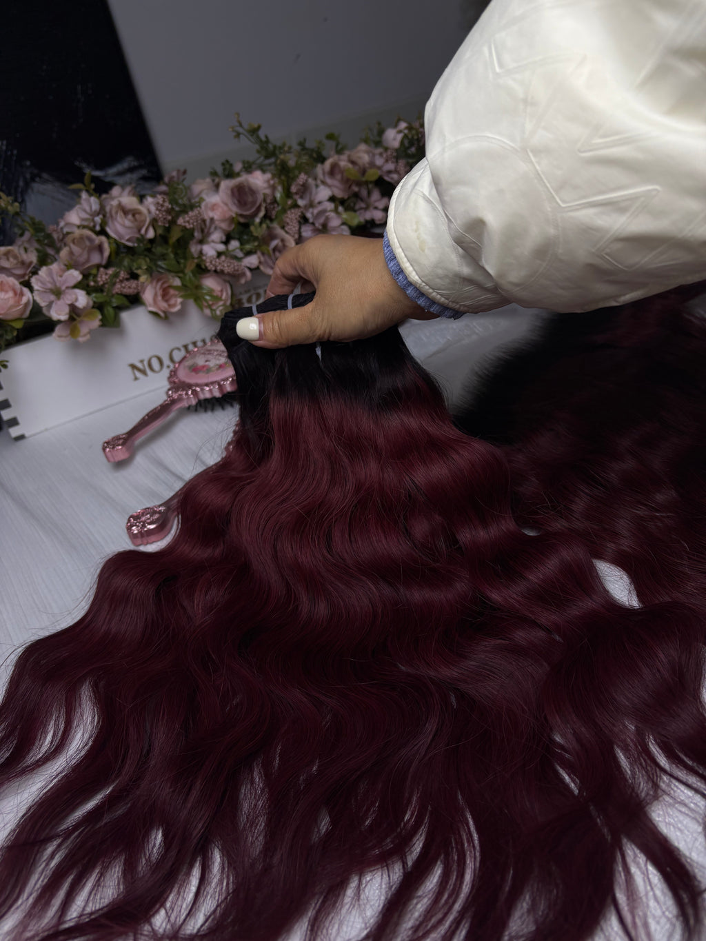 3 Raw Burgundy Red With Black Root Bundle + Raw HD Closure Deal
