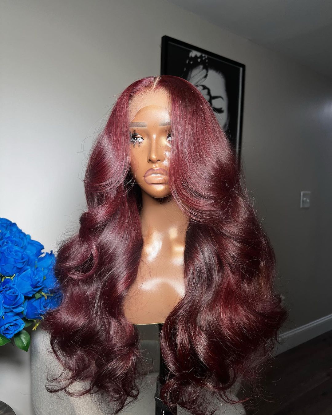 Frontal 99J Burgundy Long Wig