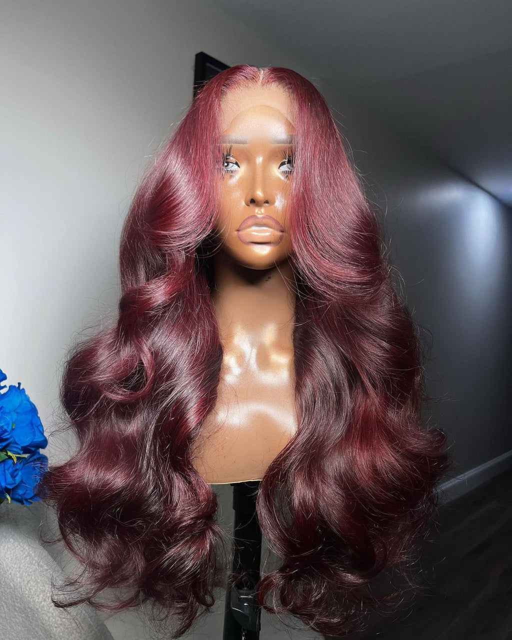 Frontal 99J Burgundy Long Wig