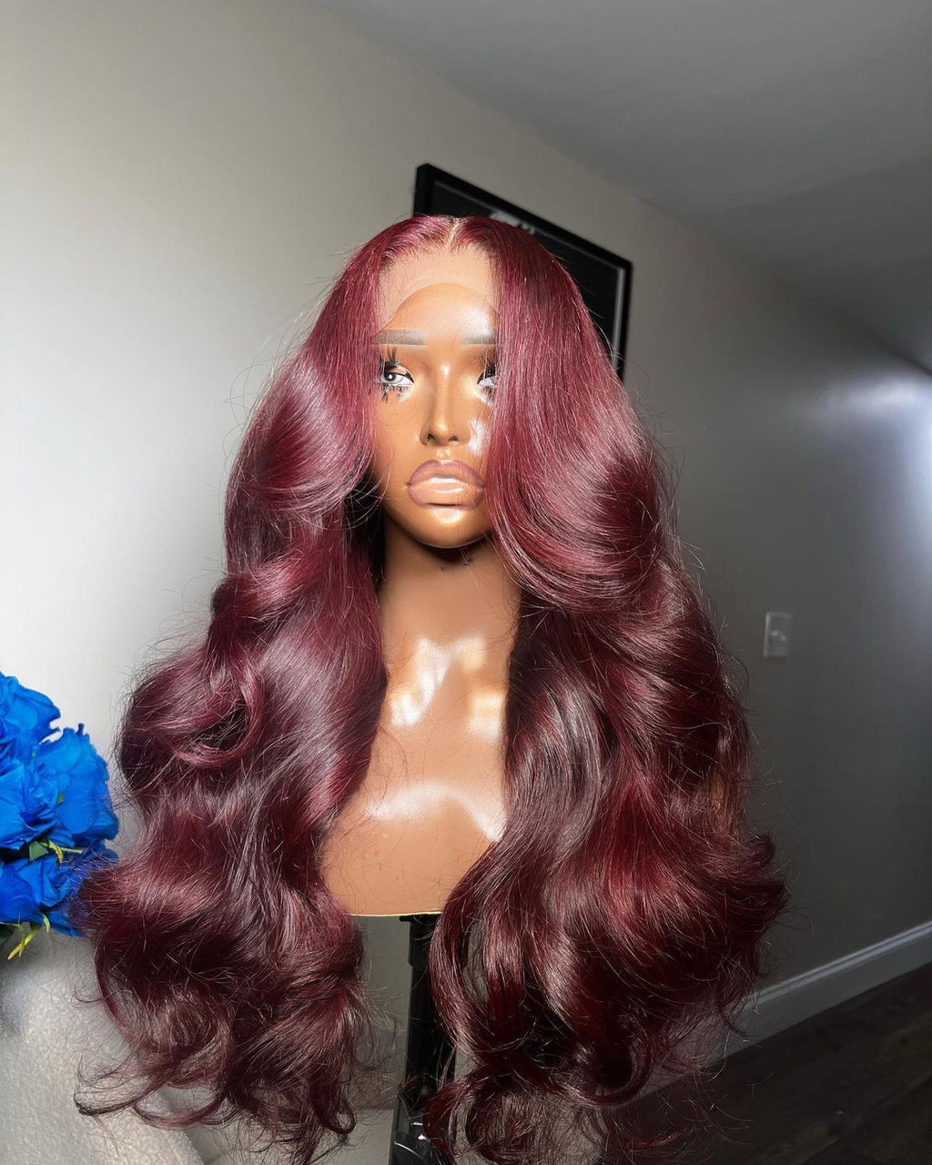 Frontal 99J Burgundy Long Wig
