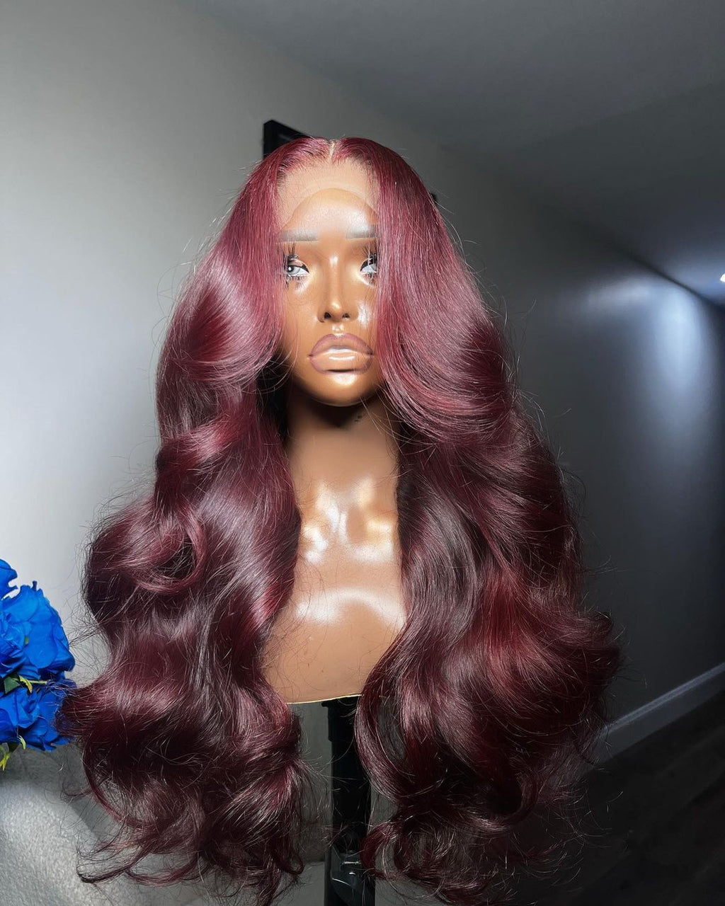 Frontal 99J Burgundy Long Wig