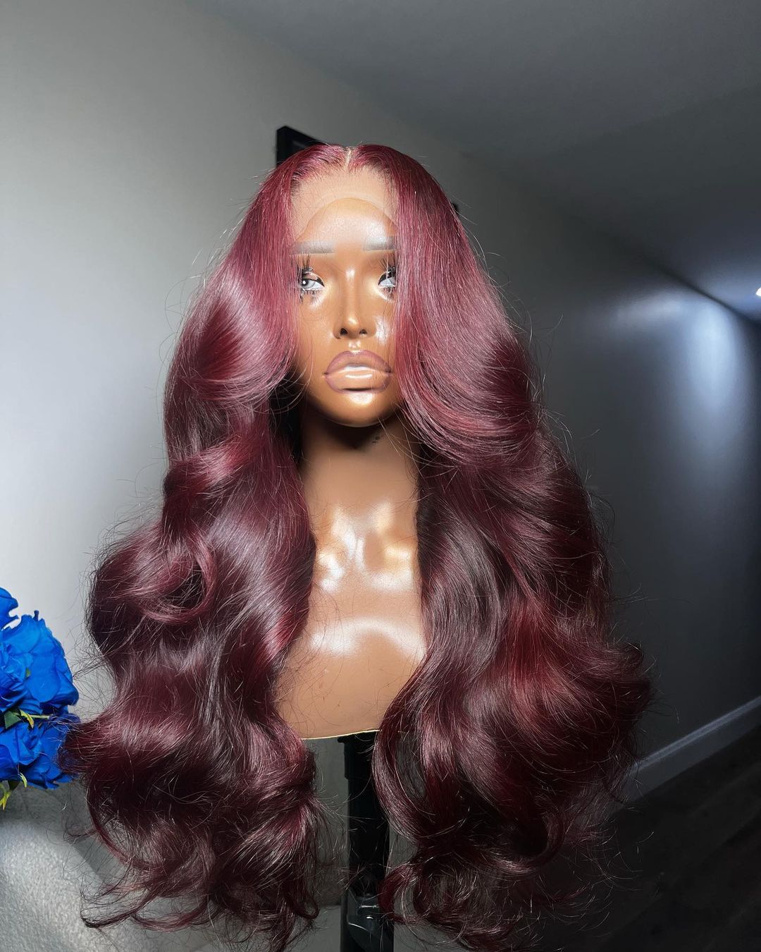 Frontal 99J Burgundy Long Wig