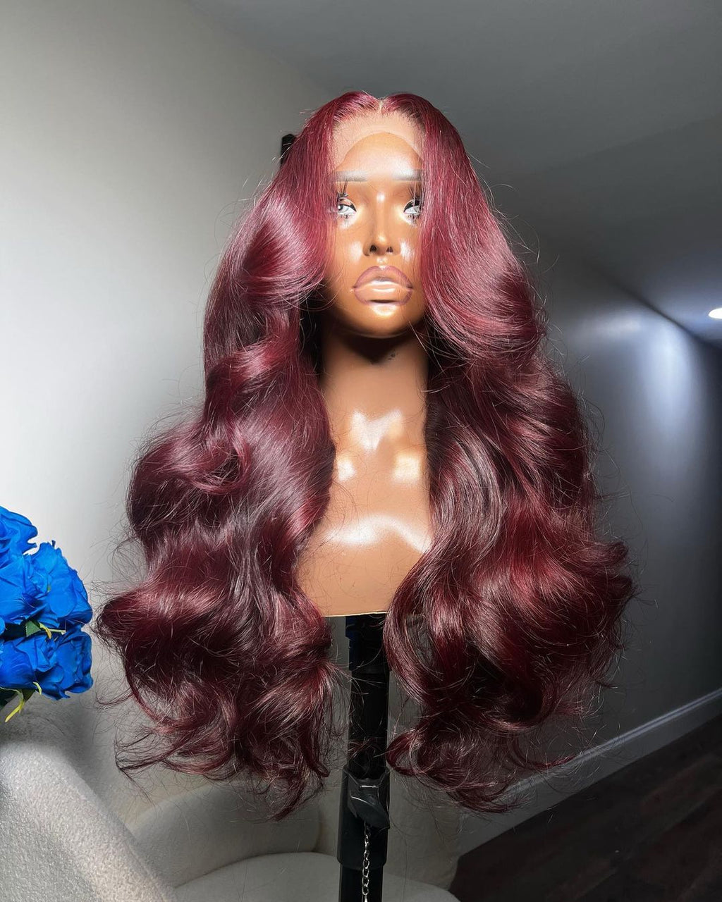 Frontal 99J Burgundy Long Wig