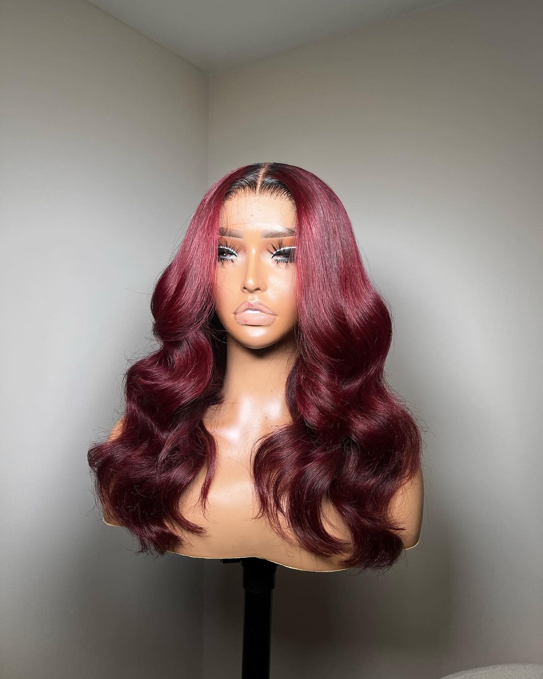 Black Rooted HD Frontal 99J Burgundy Wig