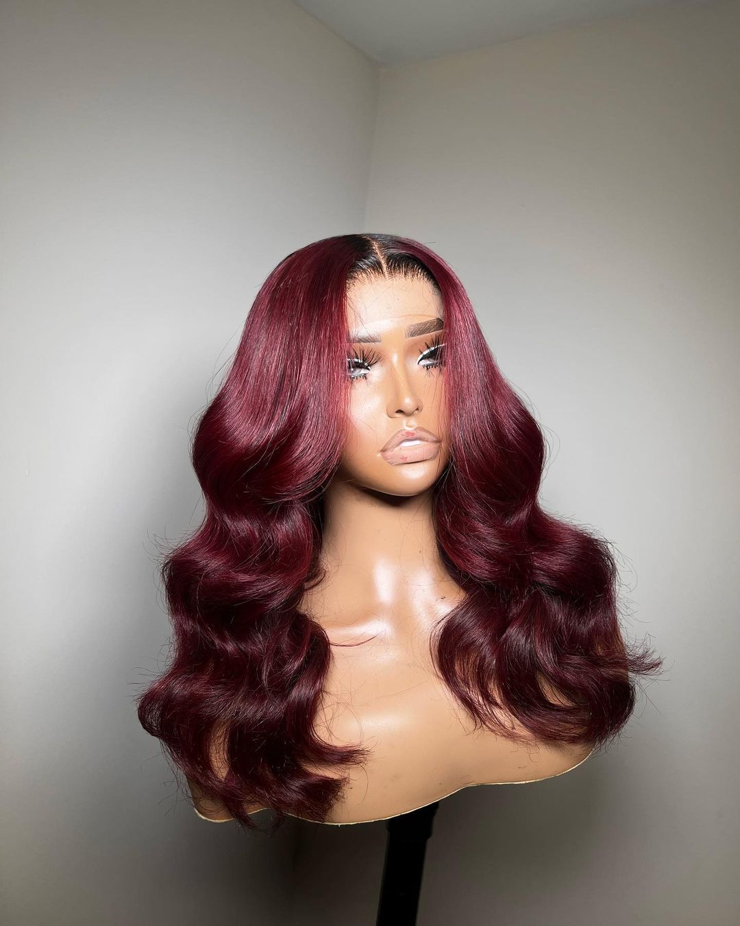 Black Rooted HD Frontal 99J Burgundy Wig