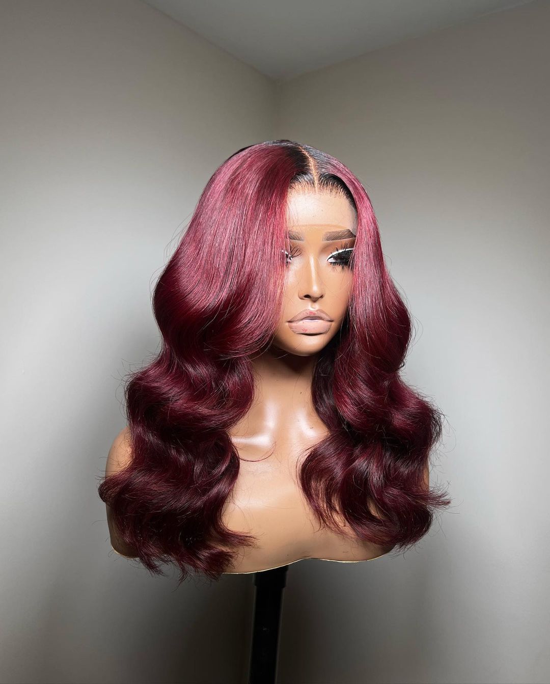 Black Rooted HD Frontal 99J Burgundy Wig