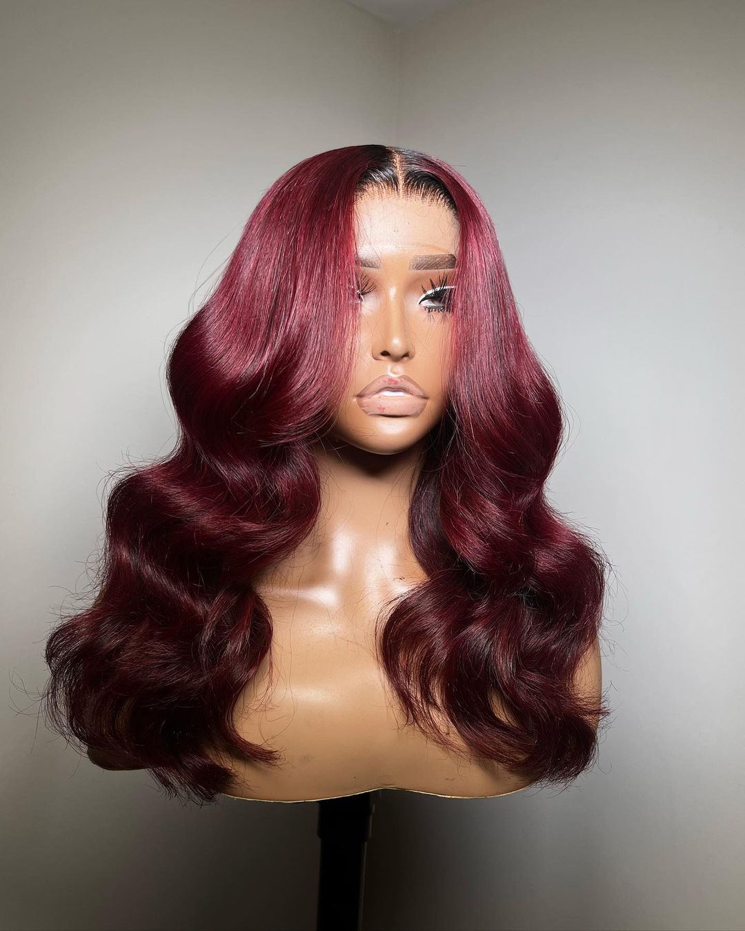 Black Rooted HD Frontal 99J Burgundy Wig